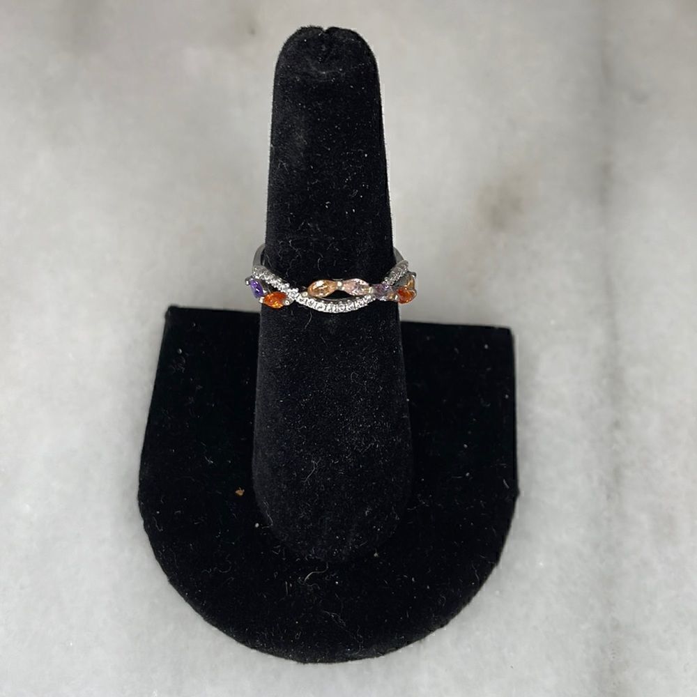 Ring Sterling Silver  Colorful Gem Stone Ring